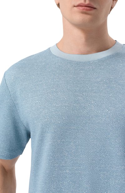 Футболка из хлопка и льна BOSS CAMEL голубого цвета по цене 41950 руб., арт. 50560028, фото 5 Футболка из хлопка и льна BOSS CAMEL, арт. 50560028, фото 5