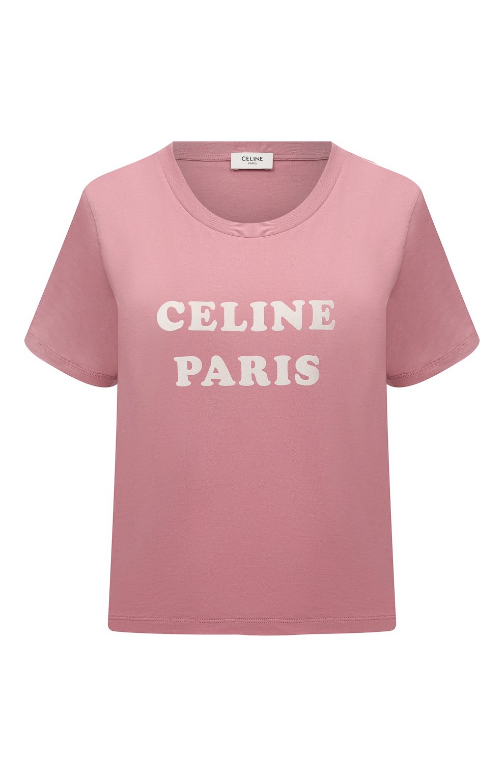 Хлопковая футболка CELINE розового цвета по цене 38350 руб., арт. 2X885671Q, фото 1 Хлопковая футболка CELINE, арт. 2X885671Q, фото 1