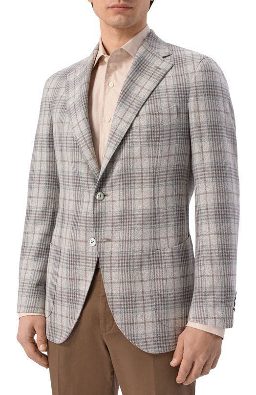 Пиджак из шелка и шерсти Andrea Campagna SALINA C0N SPALLINA BASSA/T26139 Серый  SALINA C0N SPALLINA BASSA/T26139 Фото 3