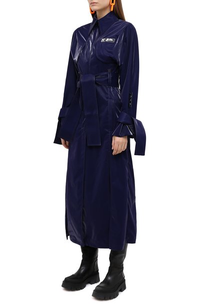 Плащ OFF-WHITE синего цвета по цене 189500 руб., арт. 0WEA233F20FAB0024500, фото 3 Плащ OFF-WHITE, арт. 0WEA233F20FAB0024500, фото 3