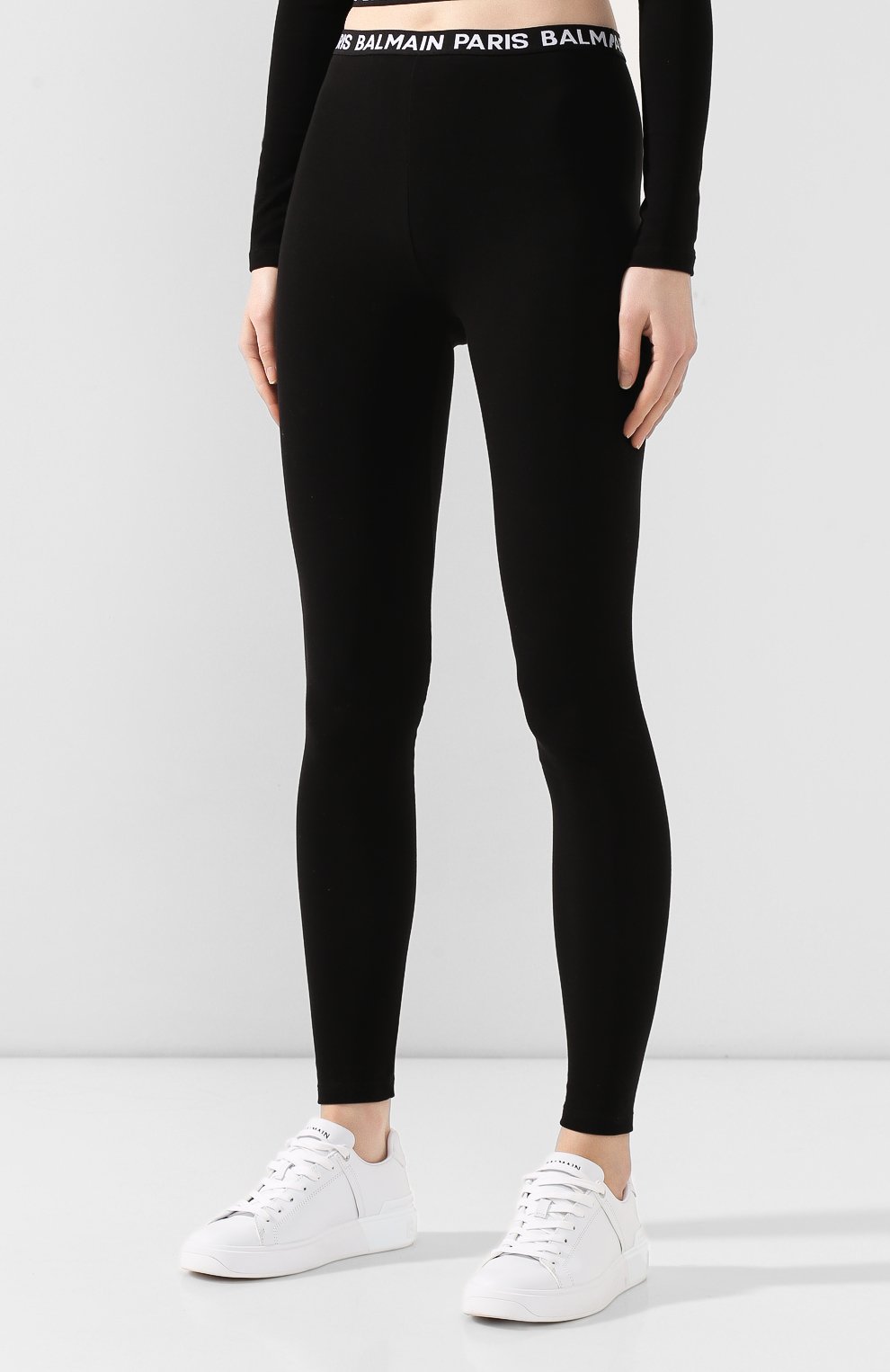Хлопковые легинсы BALMAIN черного цвета по цене 33300 руб., арт. BPN095010, фото 3 Хлопковые легинсы BALMAIN, арт. BPN095010, фото 3
