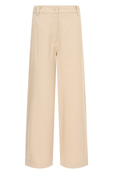 Женские хлопковые брюки WEEKEND MAX MARA кремвого цвета, арт. DISC0 | Фото 1 (Драгоценные камни: Проставлено; Материал внешний: Хлопок; Материал сплава: Проставлено; Длина (брюки, джинсы): Укороченные)