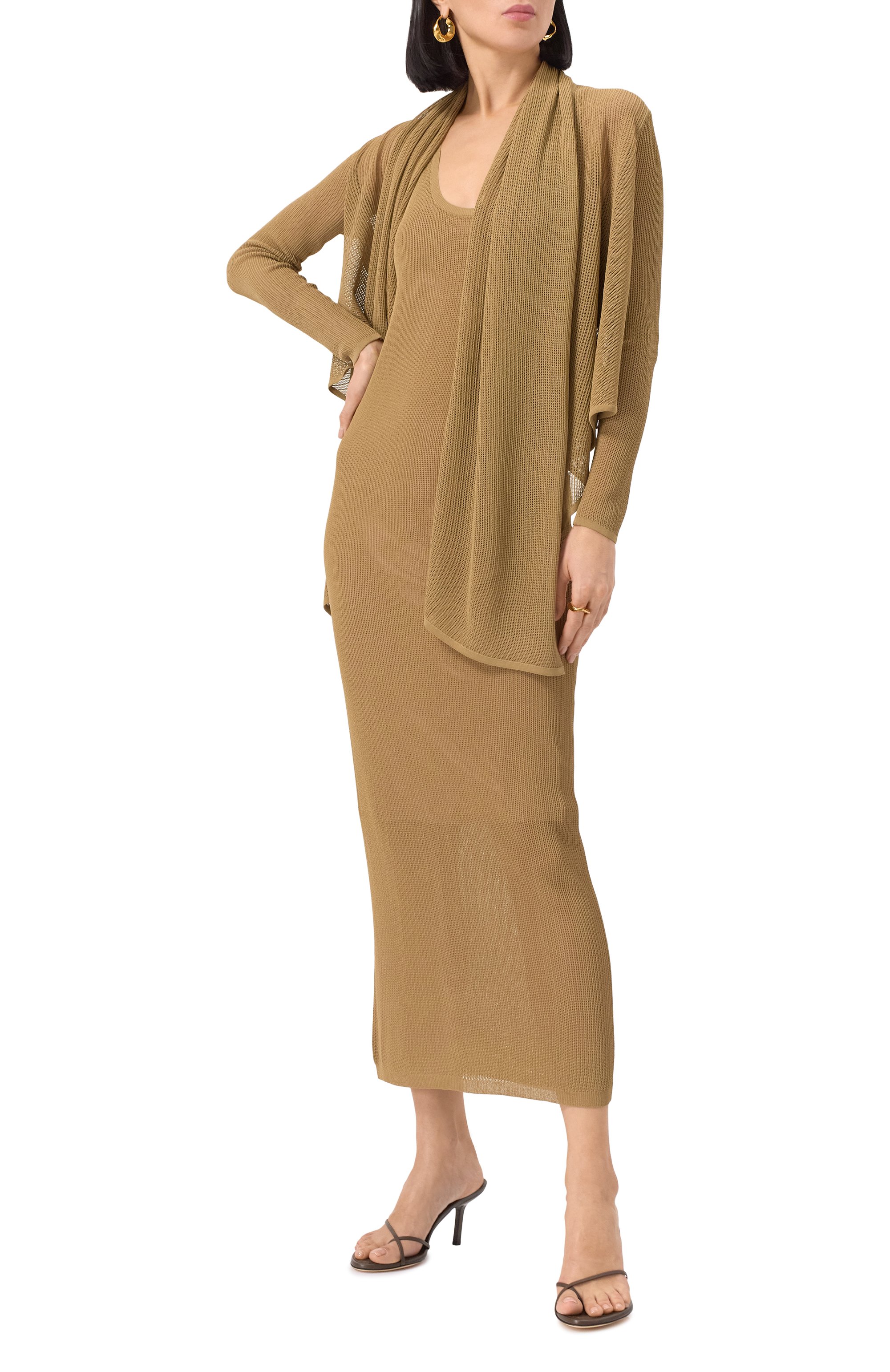 Платье из вискозы PETAR PETROV бежевого цвета по цене 92400 руб., арт. S25K5, фото 2 Платье из вискозы PETAR PETROV, арт. S25K5, фото 2