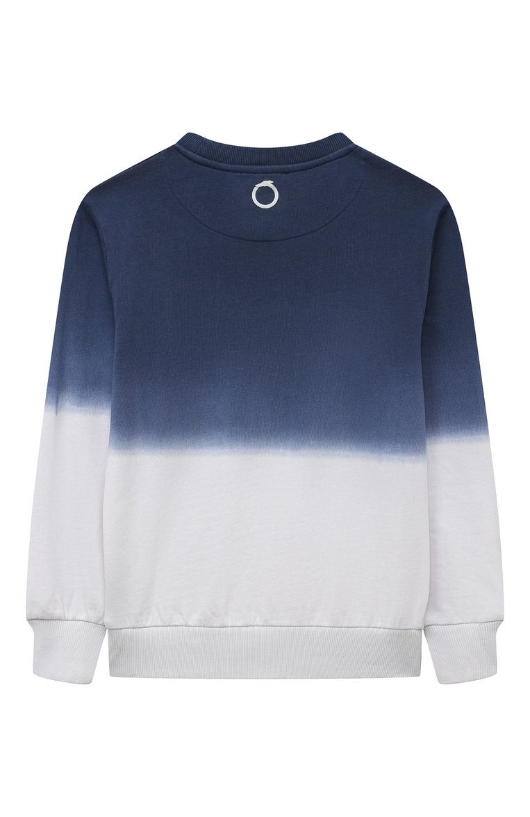 Детский хлопковый свитшот TRUSSARDI JUNIOR синего цвета, арт. TBP23002FE | Фото 2 (Материал внешний: Хлопок; Рукава: Длинные; Мальчики Кросс-КТ: Свитшот-�одежда; Драгоценные камни: Проставлено; Материал сплава: Проставлено)