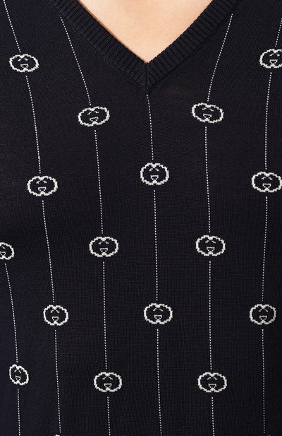 Шерстяной пуловер GUCCI синего цвета по цене 112320 руб., арт. 576902/XKAUM, фото 5 Шерстяной пуловер GUCCI, арт. 576902/XKAUM, фото 5