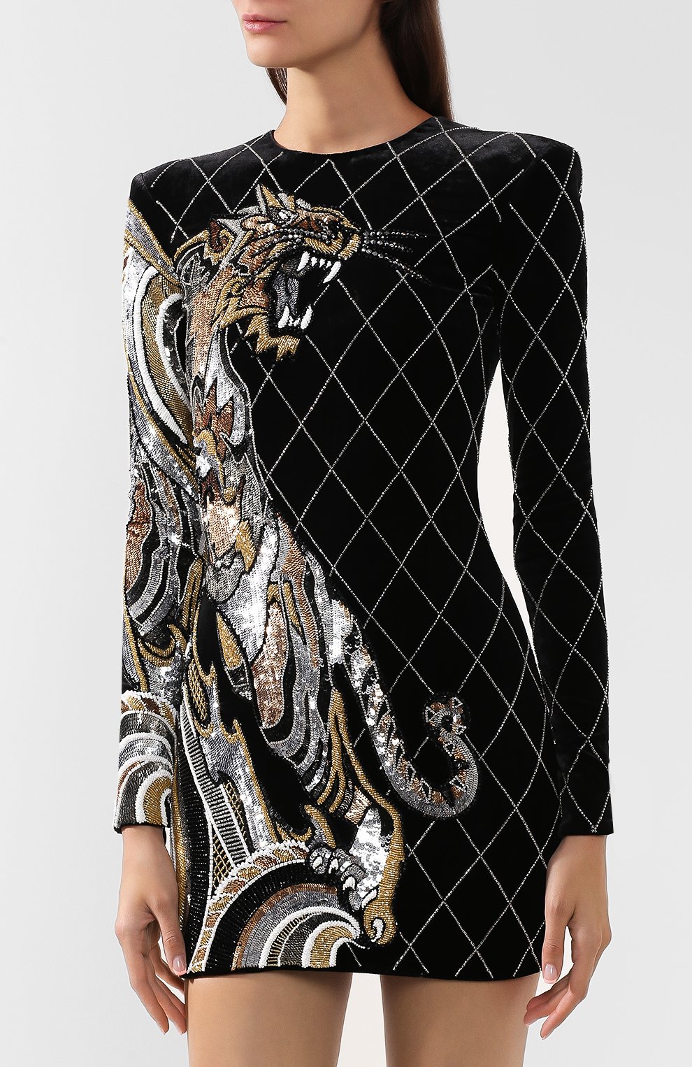 Платье из смеси вискозы и шелка BALMAIN, арт. SF16848/P016, фото 3