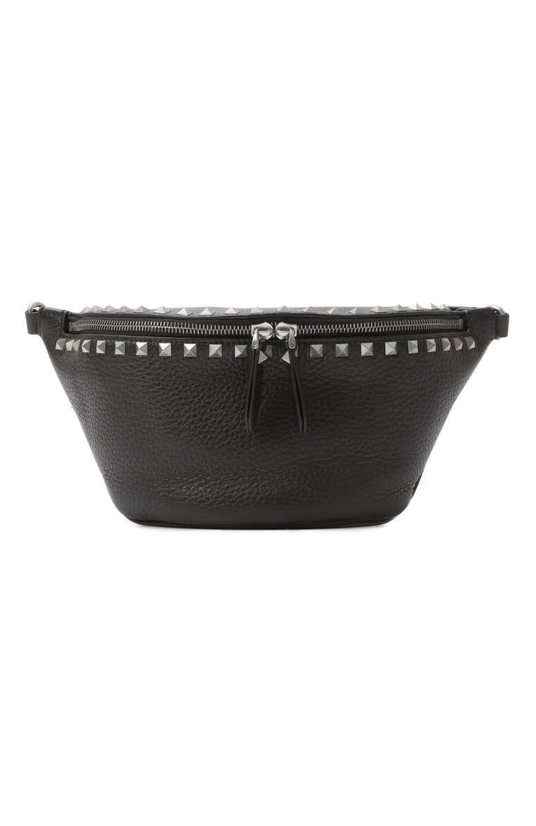Мужская поясная сумка rockstud VALENTINO черного цвета, арт. 6Y2B0D07/KDB | Фото 1 (Ремень/цепочка: На ремешке; Размер: medium; Материал: Натуральная кожа; Случай: Повседневный)