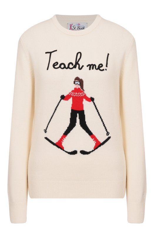 Пуловер из шерсти и вискозы MC2 Saint Barth QUE0018-03894I/NEW QUEEN C Кремовый QUE0018-03894I/NEW QUEEN C