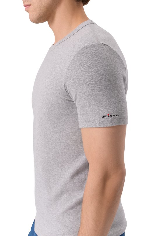 Хлопковая футболка Kiton UNWM008K0275H04 Серый  UNWM008K0275H04 Фото 5