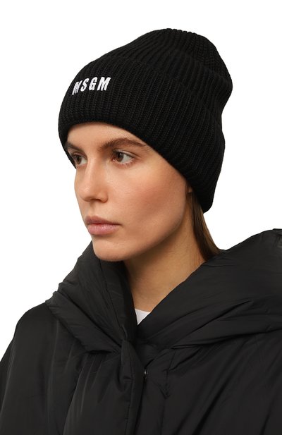 Шапка MSGM черного цвета по цене 8840 руб., арт. 3541MDL08/237761, фото 2 Шапка MSGM, арт. 3541MDL08/237761, фото 2