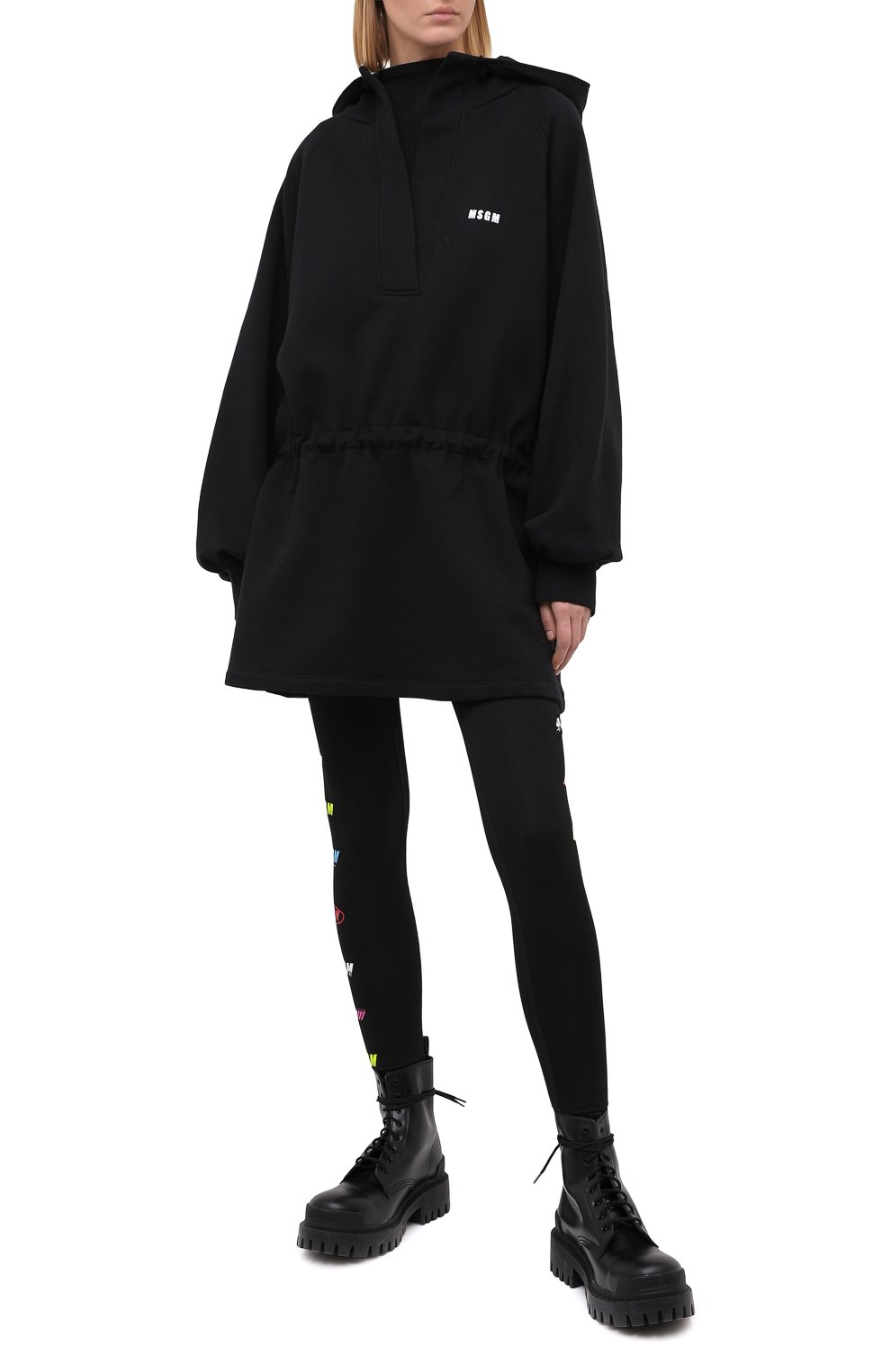 Хлопковое платье MSGM черного цвета по цене 29550 руб., арт. 2942MDH160 207999, фото 2 Хлопковое платье MSGM, арт. 2942MDH160 207999, фото 2