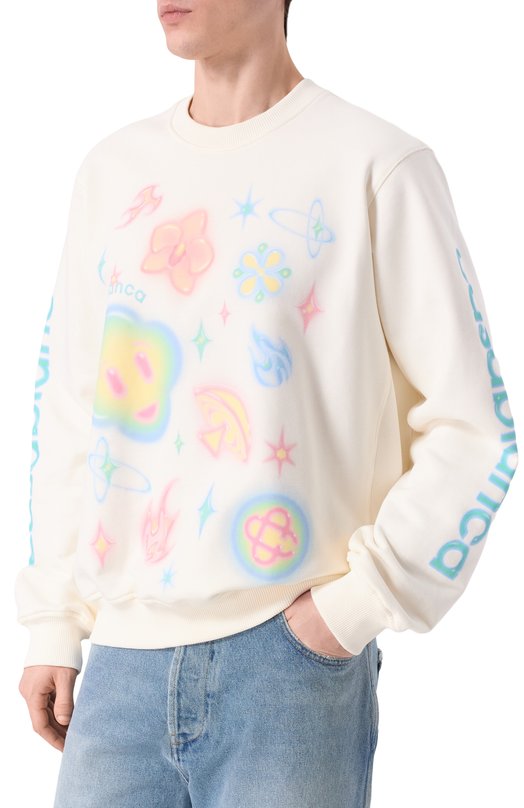 Хлопковый свитшот Casablanca M-SP26-JTP-293-01 Кремовый  M-SP26-JTP-293-01 Фото 3