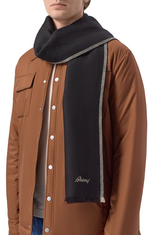 Льняной шарф Brioni 03TI00/PD119 Чёрный  03TI00/PD119 Фото 2