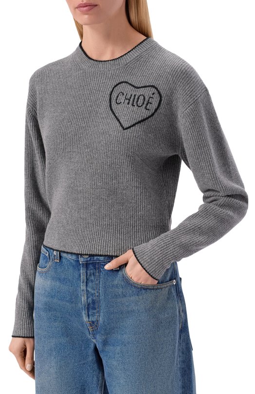 Пуловер из шерсти и кашемира Chloé CH26SMP39710 Серый  CH26SMP39710 Фото 3