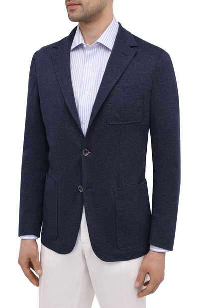 Хлопковый пиджак CANALI темно-синего цвета по цене 99900 руб., арт. J0147/JJ01970, фото 3 Хлопковый пиджак CANALI, арт. J0147/JJ01970, фото 3