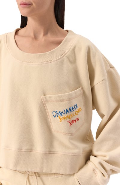 Хлопковый свитшот DSQUARED2 кремового цвета по цене 51400 руб., арт. S73GU0104/S25140, фото 5 Хлопковый свитшот DSQUARED2, арт. S73GU0104/S25140, фото 5