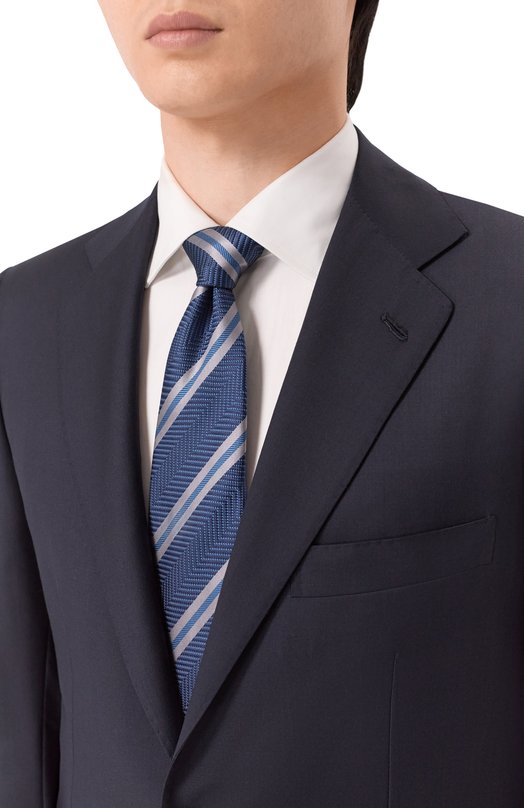 Шелковый галстук Brioni 062I00/PD484 Синий  062I00/PD484 Фото 2