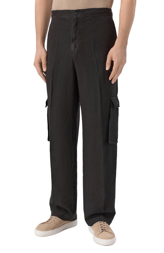 Льняные брюки-карго InLinum CARG0RU/TR0PEA Серый  CARG0RU/TR0PEA Фото 3