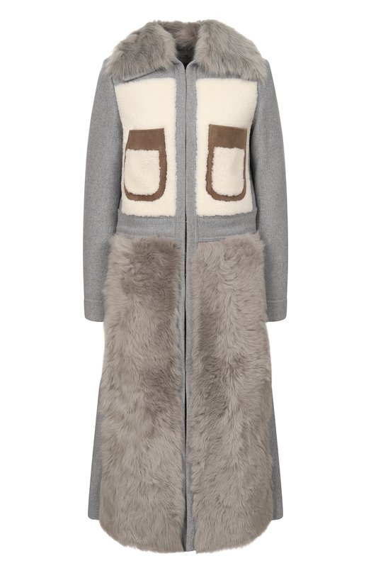 Шерстяное пальто с отделкой из овчины  Anya Hindmarch