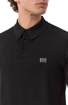 Мужское хлопковое поло DOLCE & GABBANA черного цвета, арт. GXZ02T/JBCE9 | Фото 5 (Рукава: Короткие; Драгоценные камни: Проставлено; Длина (для топов): Стандартные; Материал сплава: Проставлено; Принт: Без принта; Стили: Кэжуэл; Застежка: Пуговицы; Кросс-КТ: Трикотаж; Материал внешний: Хлопок)