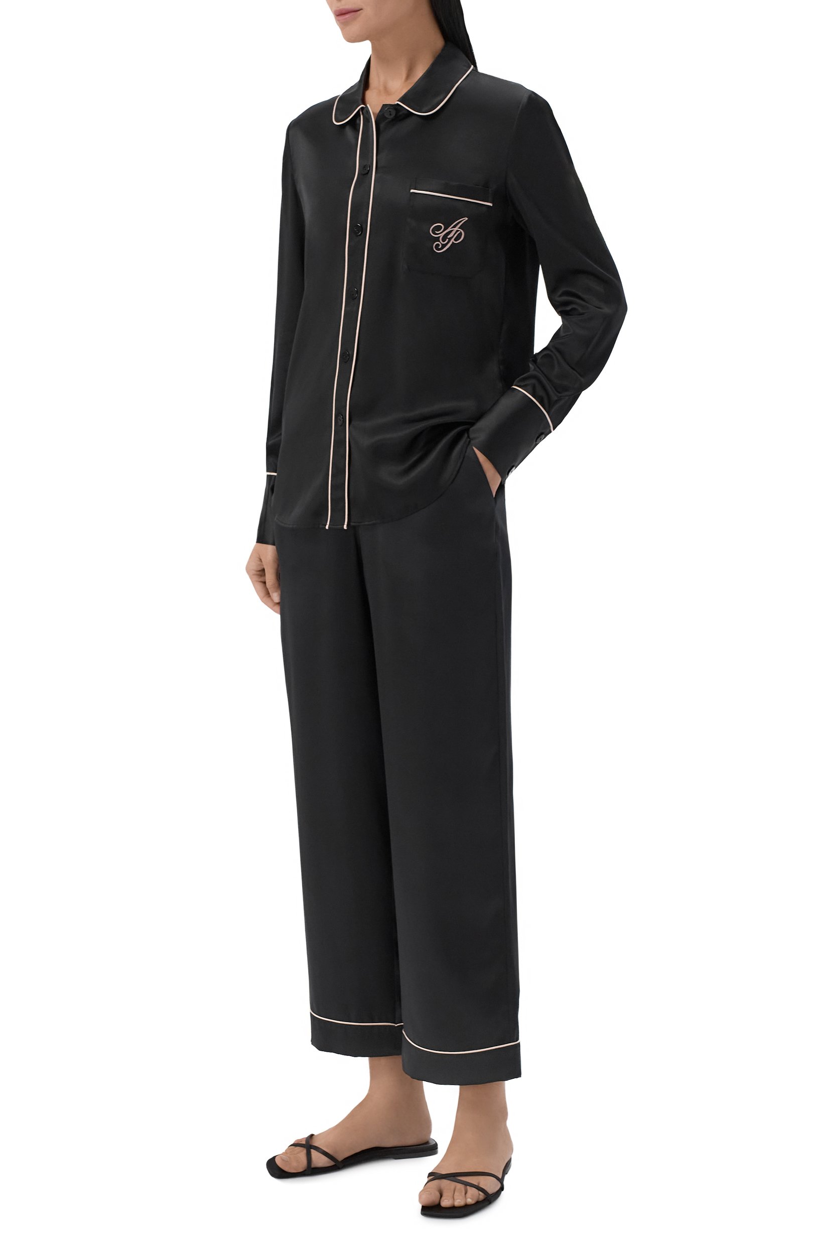 Шелковые брюки classic AGENT PROVOCATEUR черного цвета по цене 45900 руб., арт. APM0508001650, фото 2 Шелковые брюки classic AGENT PROVOCATEUR, арт. APM0508001650, фото 2
