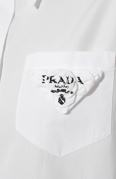 Хлопковая рубашка PRADA белого цвета по цене 100000 руб., арт. P408FR-1YST-F0N40-211, фото 5 Хлопковая рубашка PRADA, арт. P408FR-1YST-F0N40-211, фото 5