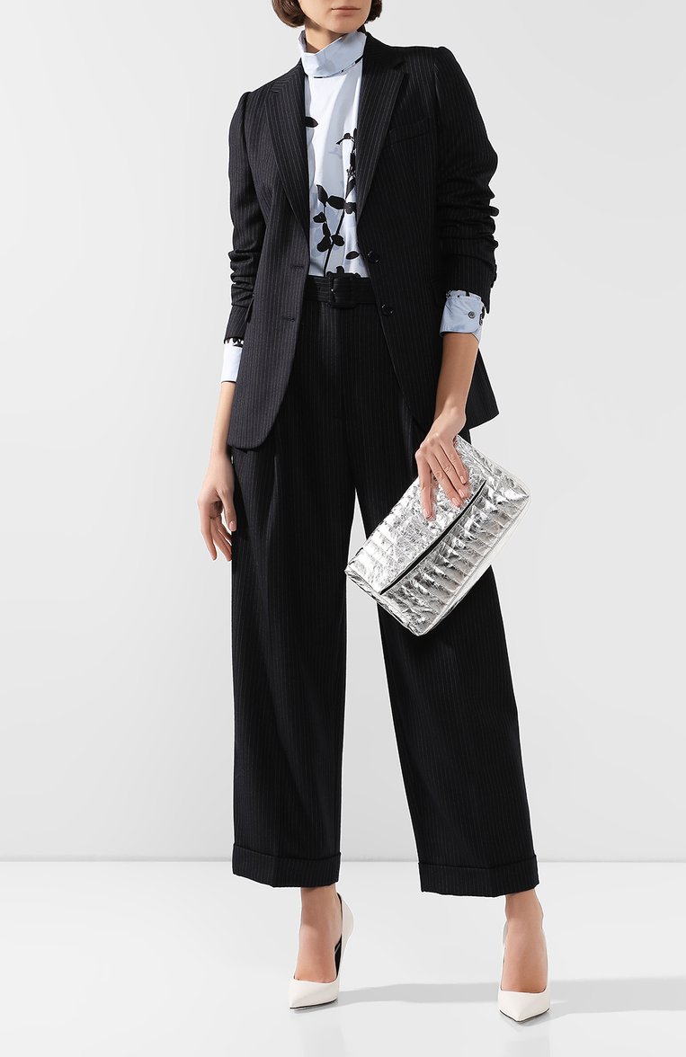 Женский клатч DRIES VAN NOTEN серебряного цвета, арт. 192-11501-243 | Фото 2 (Статус проверки: Проверена категория; Материал: Натуральная кожа, Текстиль; Размер: medium; Женское Кросс-КТ: Клатч-клатчи)