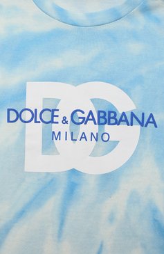 Детский хлопковая футболка DOLCE & GABBANA голубого цвета, арт. L1JTDM/G7G5N | Фото 3 (Материал сплава: Проставлено; Нос: Не проставлено; Материал внешний: Хлопок; Кросс-КТ НВ: Футболка; Ростовка одежда: 3 мес | 62 см)