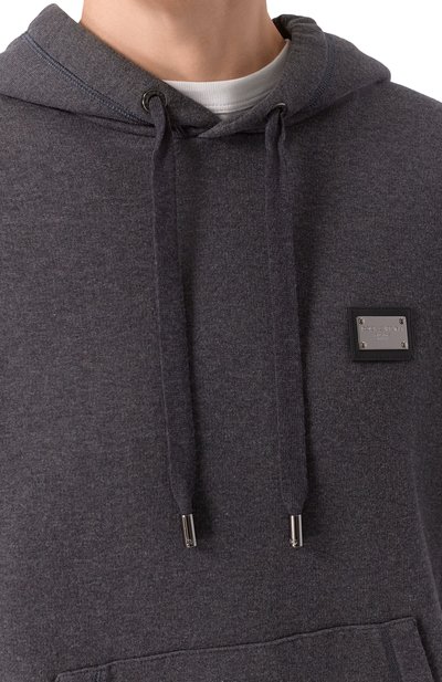 Хлопковое худи DOLCE & GABBANA темно-серого цвета по цене 77750 руб., арт. G9ZU0T/G7P1C, фото 5 Хлопковое худи DOLCE & GABBANA, арт. G9ZU0T/G7P1C, фото 5