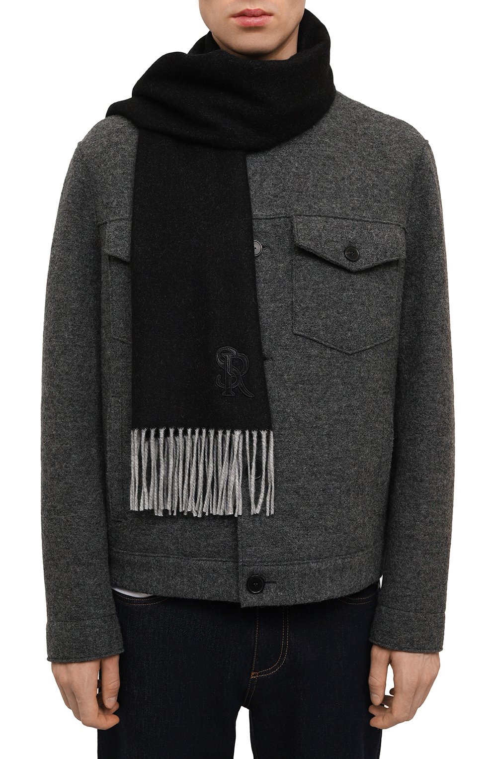 Кашемировый шарф с отделкой из кожи крокодила STEFANO RICCI, арт. MWA0300030/6853, фото 2