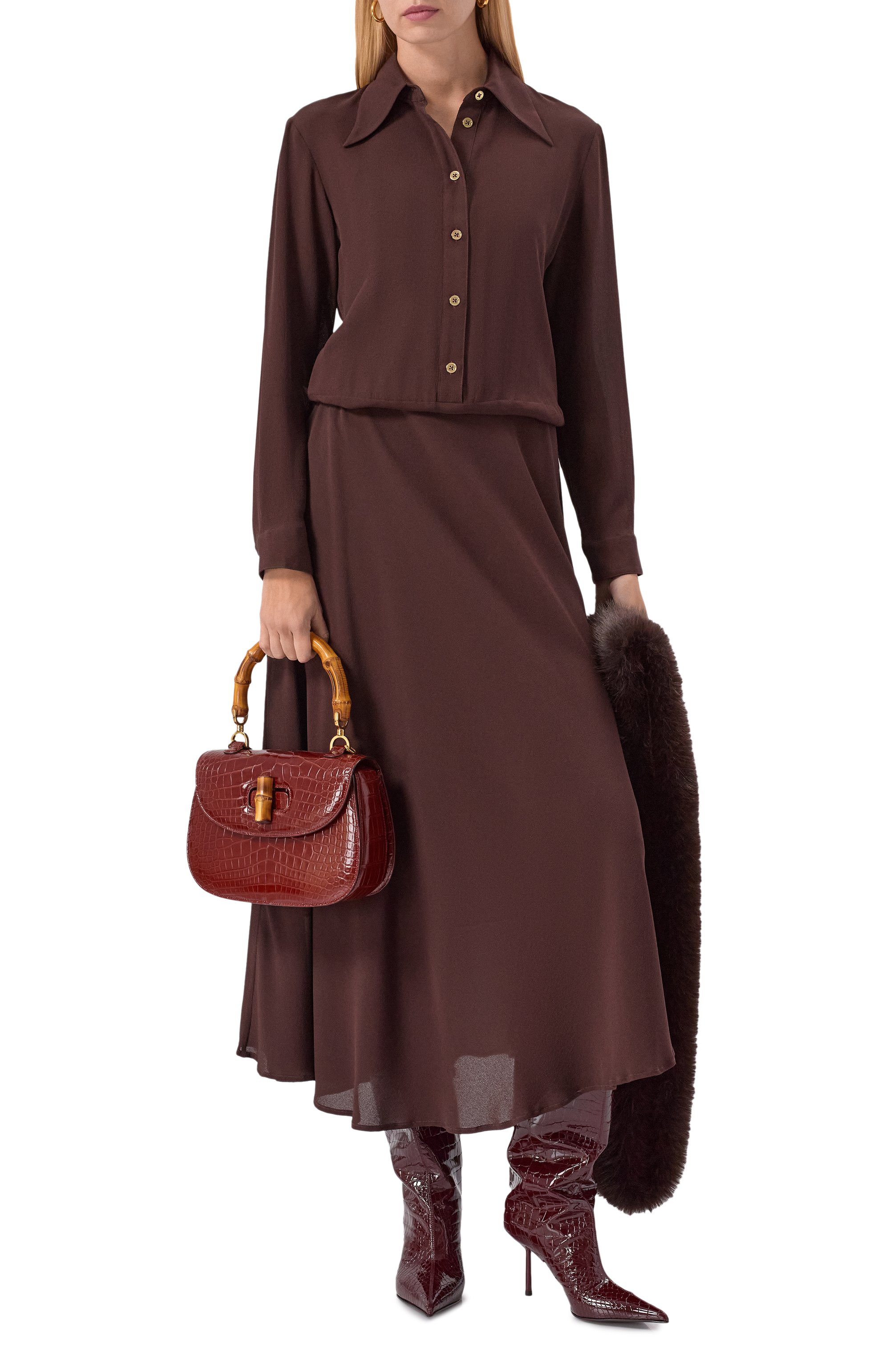 Сумка gucci bamboo 1947 small из кожи аллигатора GUCCI, арт. 517337 EV40G, фото 7