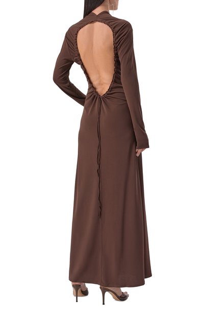 Платье из вискозы 12 STOREEZ коричневого цвета по цене 24000 руб., арт. 130074, фото 4 Платье из вискозы 12 STOREEZ, арт. 130074, фото 4