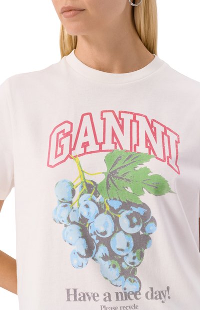 Хлопковая футболка GANNI, арт. T4230, фото 5