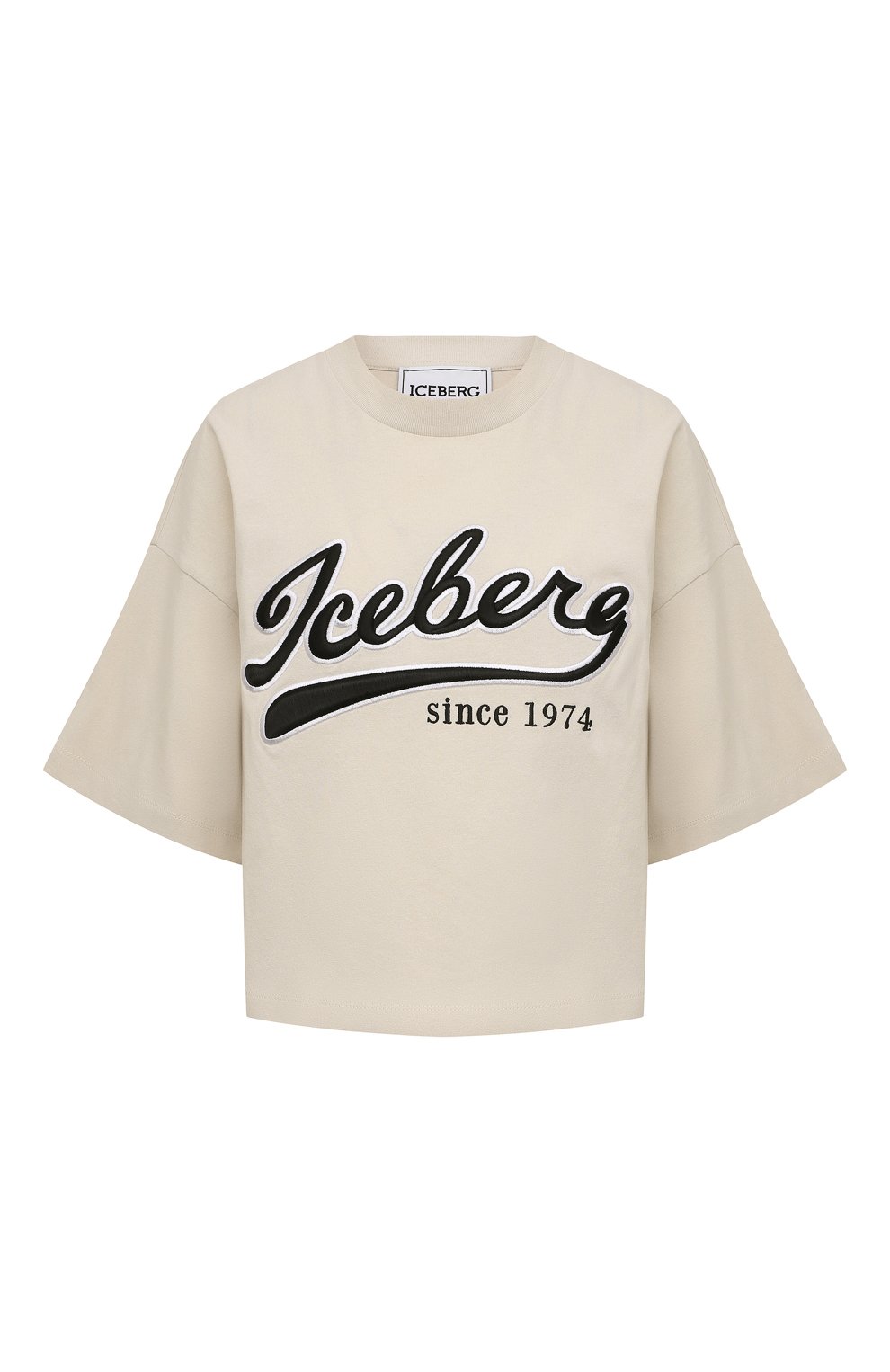Хлопковая футболка ICEBERG кремового цвета по цене 21950 руб., арт. 22E I2P0/F031/6304, фото 1 Хлопковая футболка ICEBERG, арт. 22E I2P0/F031/6304, фото 1