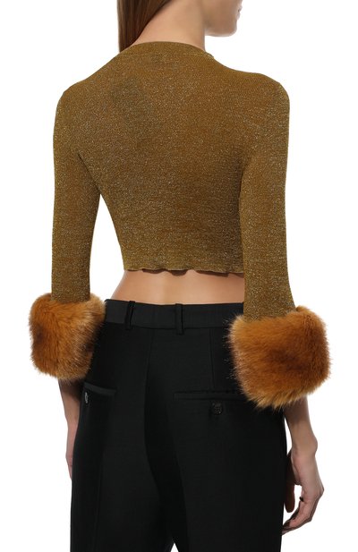 Пуловер из вискозы SAINT LAURENT хаки цвета по цене 170500 руб., арт. 678492/Y75IW, фото 4 Пуловер из вискозы SAINT LAURENT, арт. 678492/Y75IW, фото 4