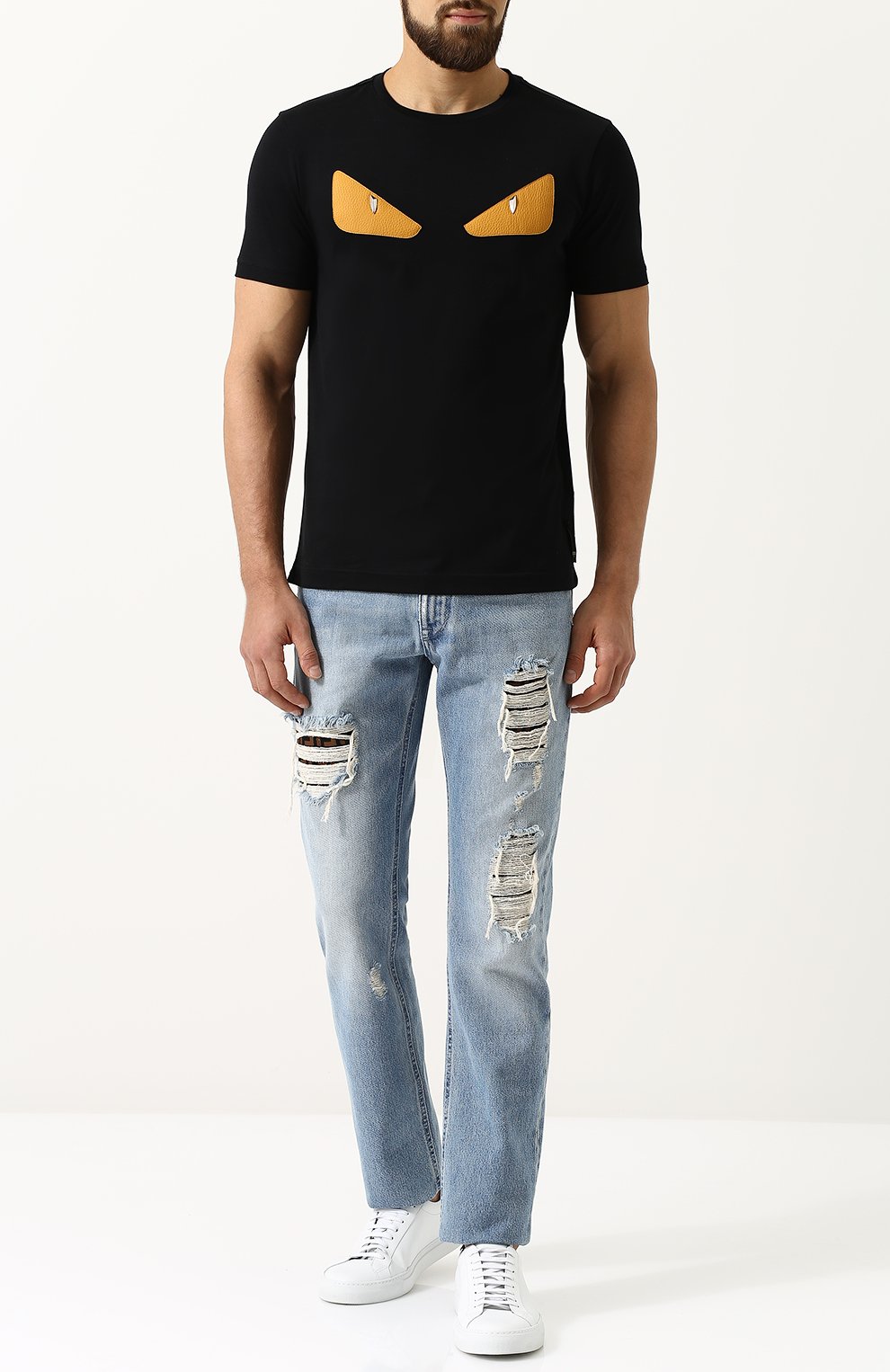 Джинсы прямого кроя с потертостями FENDI, арт. FLP202 A0X4, фото 2