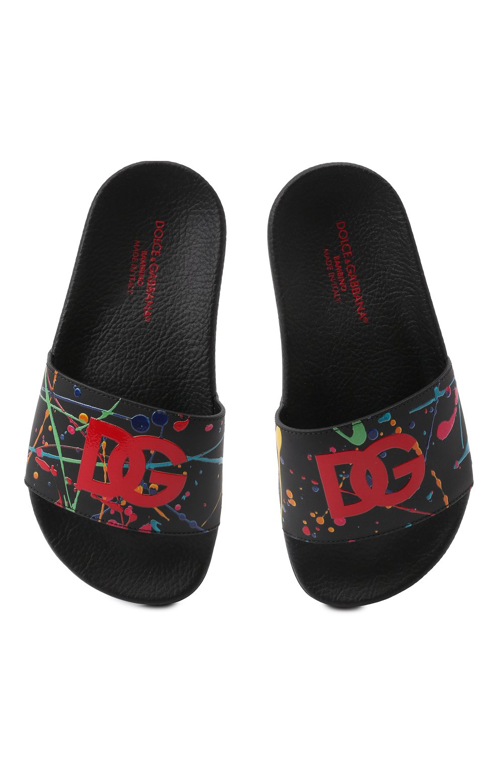 Кожаные шлепанцы DOLCE & GABBANA черного цвета по цене 18600 руб., арт. DD0318/A7007/29-36, фото 4 Кожаные шлепанцы DOLCE & GABBANA, арт. DD0318/A7007/29-36, фото 4