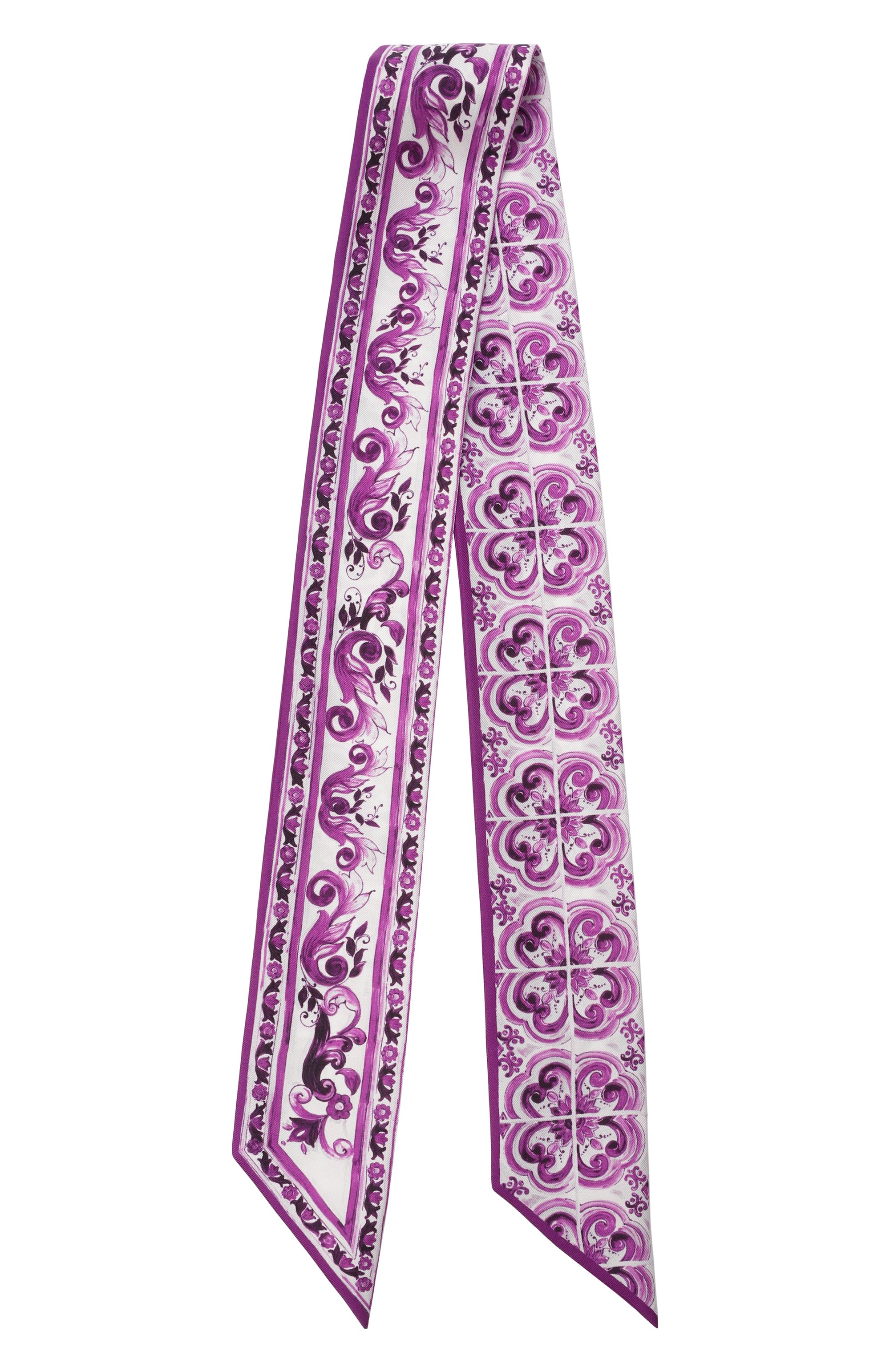 Шелковый шарф-твилли DOLCE & GABBANA фиолетового цвета по цене 24900 руб., арт. FS215A/GDA0Y, фото 4 Шелковый шарф-твилли DOLCE & GABBANA, арт. FS215A/GDA0Y, фото 4