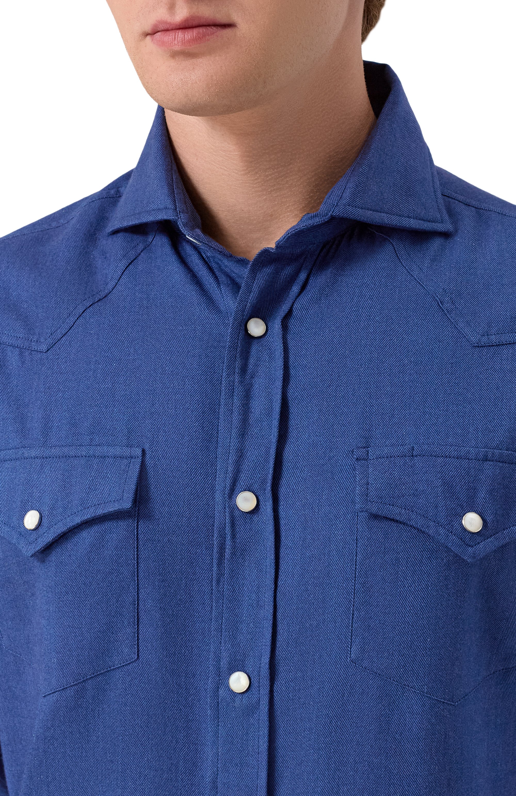 Рубашка из хлопка и лиоцелла BRUNELLO CUCINELLI, арт. MY6374008, фото 5