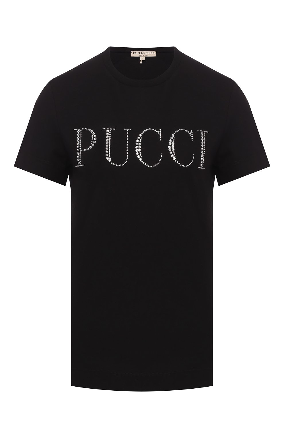 Хлопковая футболка EMILIO PUCCI черного цвета по цене 42050 руб., арт. 9EJP75/9E986, фото 1 Хлопковая футболка EMILIO PUCCI, арт. 9EJP75/9E986, фото 1