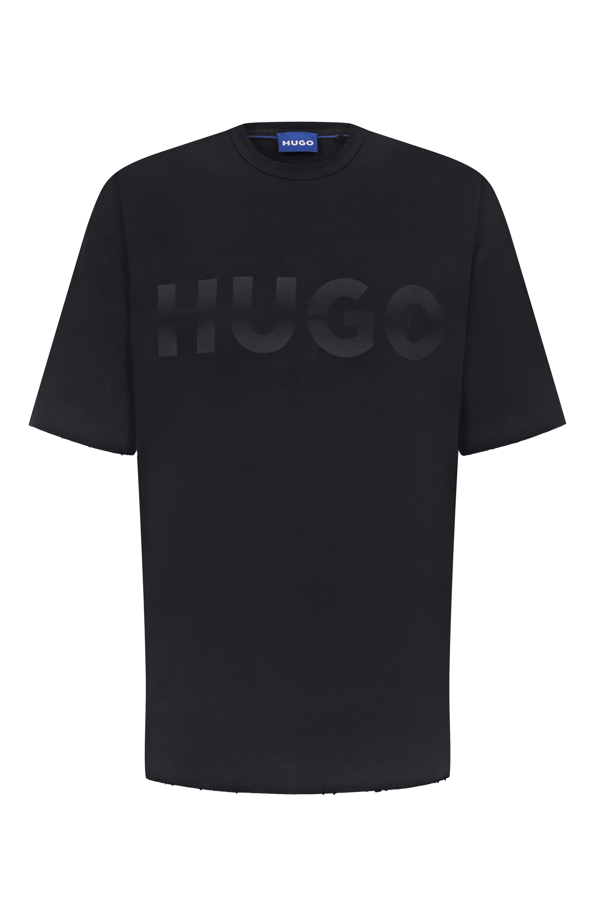 Хлопковая футболка HUGO BLUE темно-серого цвета по цене 9495 руб., арт. 50548341, фото 1 Хлопковая футболка HUGO BLUE, арт. 50548341, фото 1