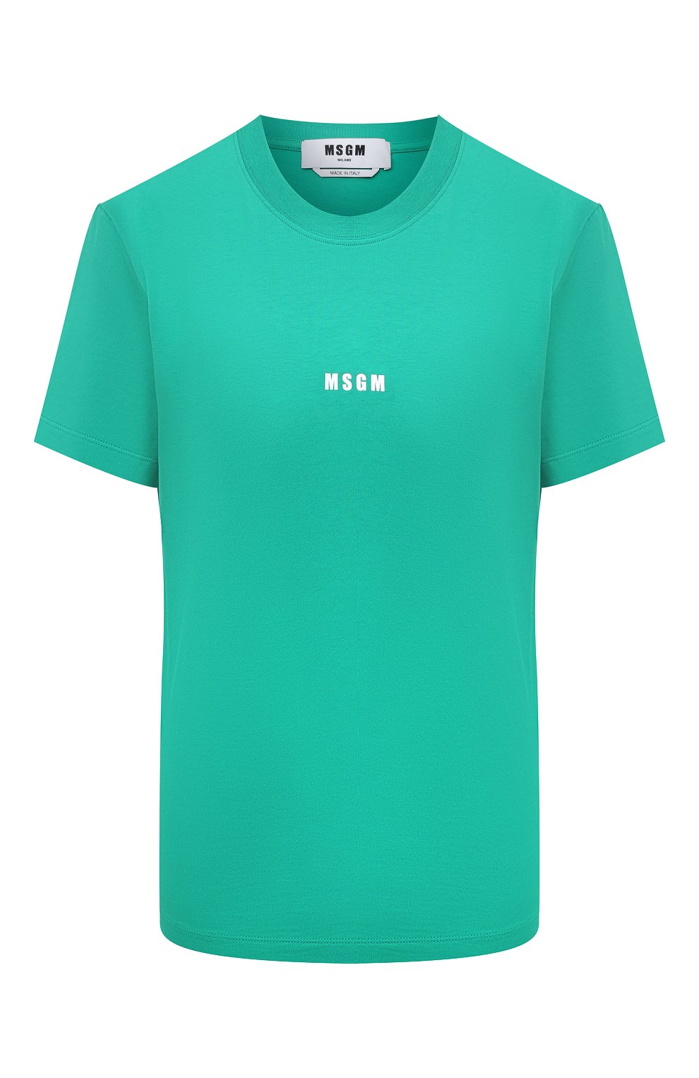 Хлопковая футболка MSGM зеленого цвета по цене 12300 руб., арт. 3541MDM500/237798, фото 1 Хлопковая футболка MSGM, арт. 3541MDM500/237798, фото 1