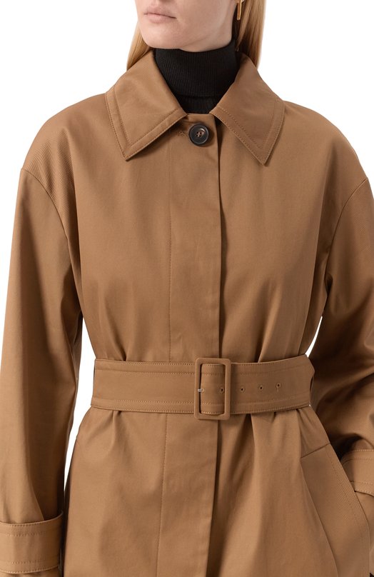 Хлопковый плащ Max Mara Studio PIST0IA Коричневый  PIST0IA Фото 5
