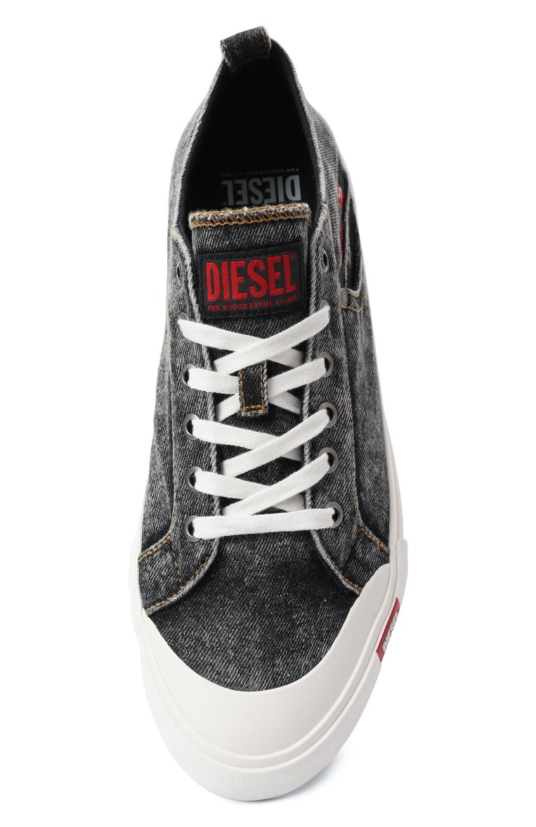 Мужские текстильные кеды DIESEL темно-серого цвета, арт. Y03589/P8112 | Фото 6 (Материал сплава: Проставлено; Подошва: Плоская; Материал внутренний: Текстиль; Драгоценные камни: Проставлено; Материал внешний: Текстиль; Кросс-КТ: Низкие; Материал утеплителя: Без утеплителя; Стили: Классический)