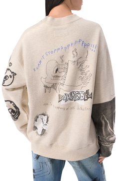 Женский хлопковый свитшот DOMREBEL светло-бежевого цвета, арт. BEAKER SWEATSHIRT | Фото 4 (Материал сплава: Проставлено; Рукава: Длинные; Драгоценные камни: Проставлено; Длина (для топов): Стандартные; Стили: Кэжуэл; Женское Кросс-КТ: Свитшот-одежда; М�атериал внешний: Хлопок)