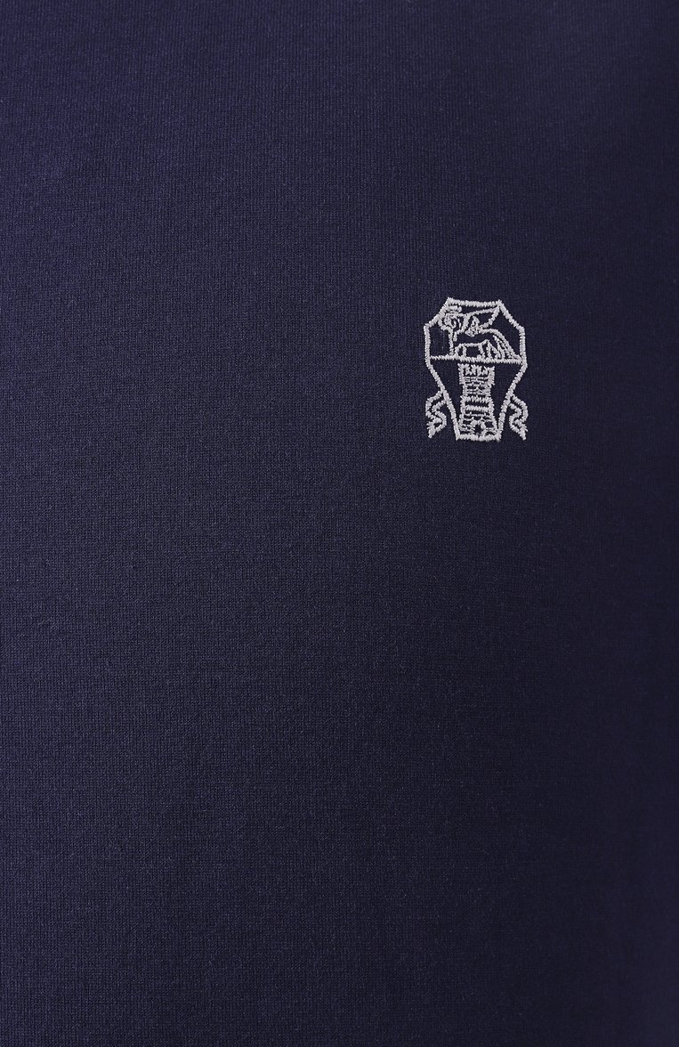 Мужская хлопковая футболка BRUNELLO CUCINELLI темно-синего цвета, арт. M0B137444G | Фото 6 (Драгоценные камни: Проставлено; Длина (для топов): Стандартные; Рукава: Короткие; Материал сплава: Проставлено; Стили: Кэжуэл; Принт: Без принта; Материал внешний: Хлопок; Мужское Кросс-КТ: Футболка-одежда; Кросс-КТ: Джерси)