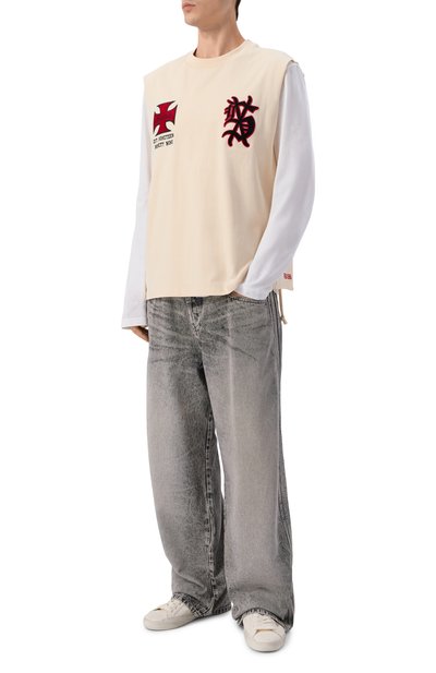 Хлопковая майка KSUBI светло-бежевого цвета по цене 18600 руб., арт. MSP26TA002, фото 2 Хлопковая майка KSUBI, арт. MSP26TA002, фото 2