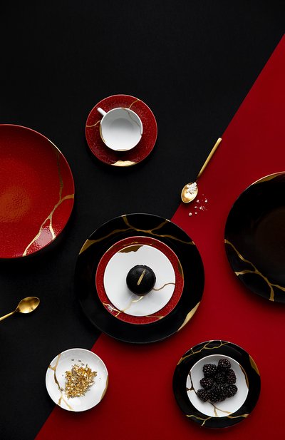 Набор из четырёх чайных чашек с блюдцами kintsugi rouge empereur BERNARDAUD, арт. 1977/22666, фото 4