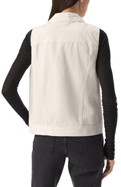 Женский джинсовый жилет ANN DEMEULEMEESTER белого цвета, арт. B0010181/FA559 | Фото 4 (Длина (верхняя одежда): Короткие; Материал подклада: Хлопок; Кросс-КТ: Деним; Материал внешний: Деним, Хлопок; Стили: Кэжуэл)