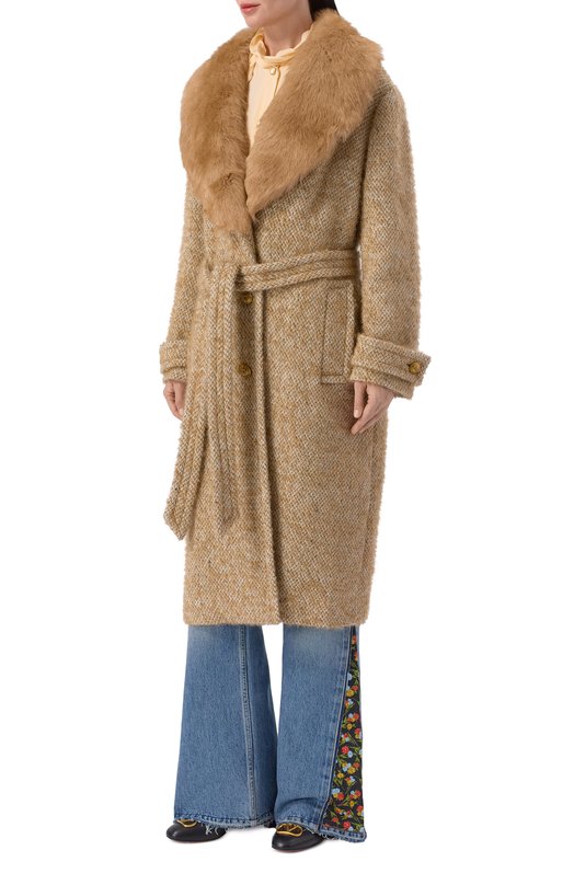 Шерстяное пальто Valentino 8B3CA855/9WH Бежевый  8B3CA855/9WH Фото 3